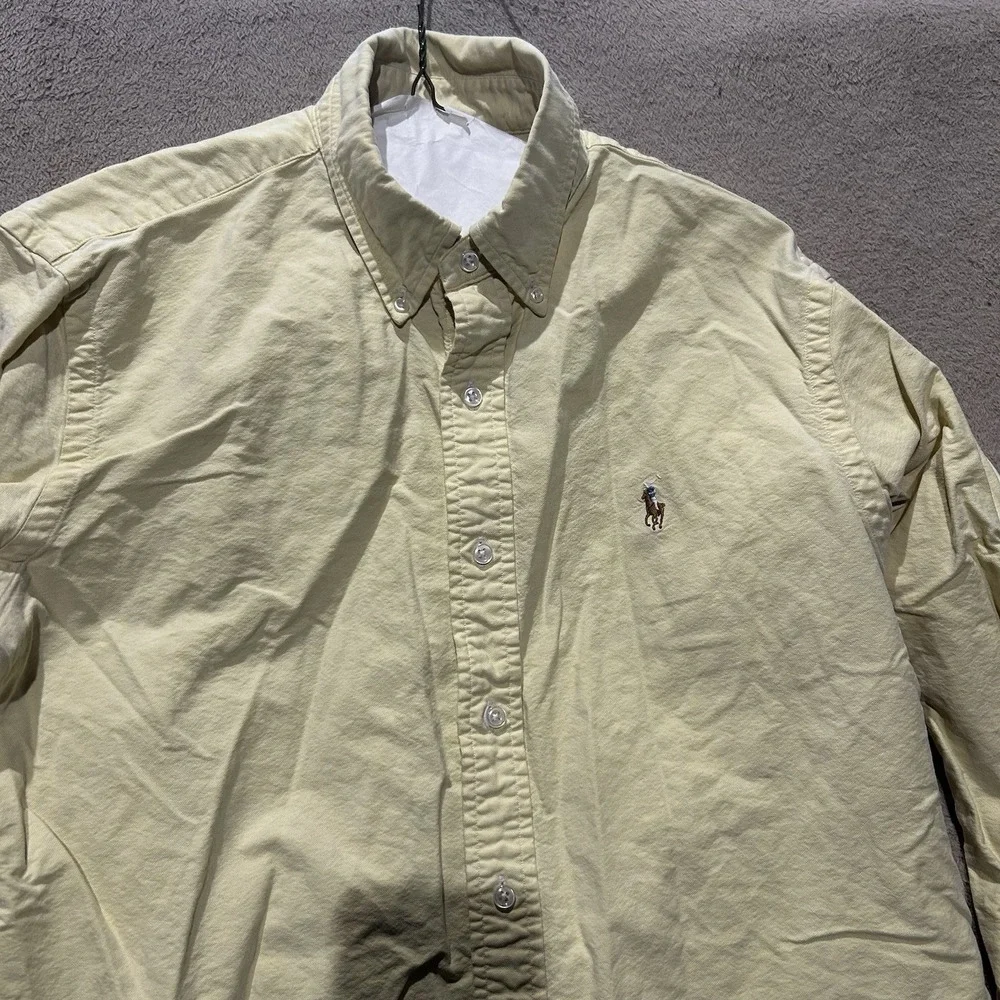 Polo Ralph Lauren Oxford Flesh Pony Shirt Mens L Yellow Long Sleeve Button Down